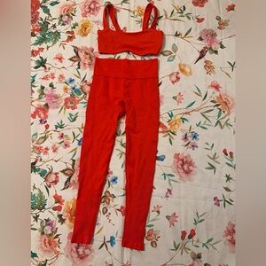 Vibrant Red Women's Leggings and Top Set size S